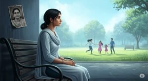 An image showing the enduring nature of grief, with a motherless daughter feeling isolated.