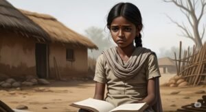 An image showing a young Dalit girl struggling with cognitive development and emotional regulation after losing her mother.